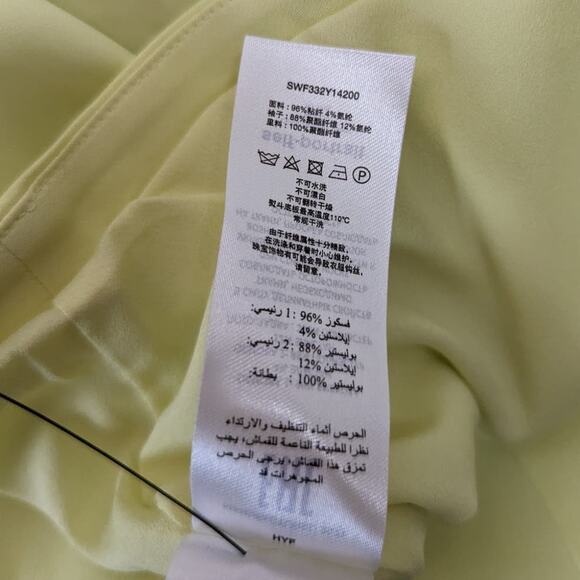 Self-Portrait Lime Cutout Ruched Mini Dress Long Sleeve Mesh Size 4 Preowned - Picture 13 of 15